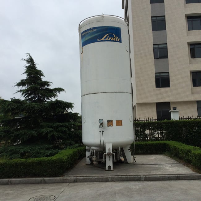 Tanks for carbon dioxide outside Shanghai factory